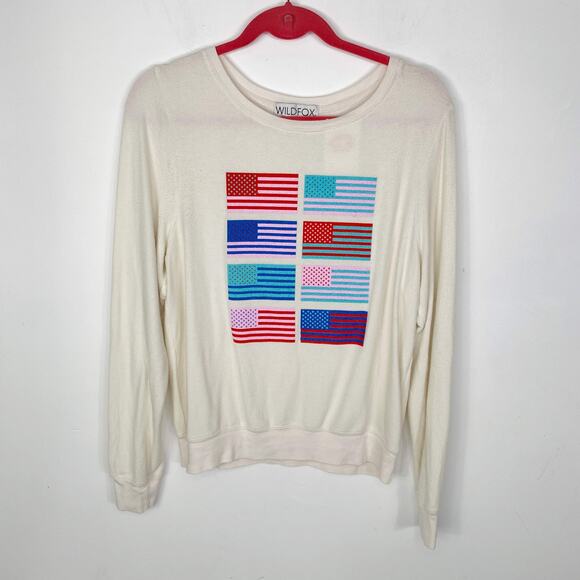 Wildfox Couture S Pop Americana Flag Print Beach Jumper Sweatshirt Retro Graphic - Picture 3 of 11